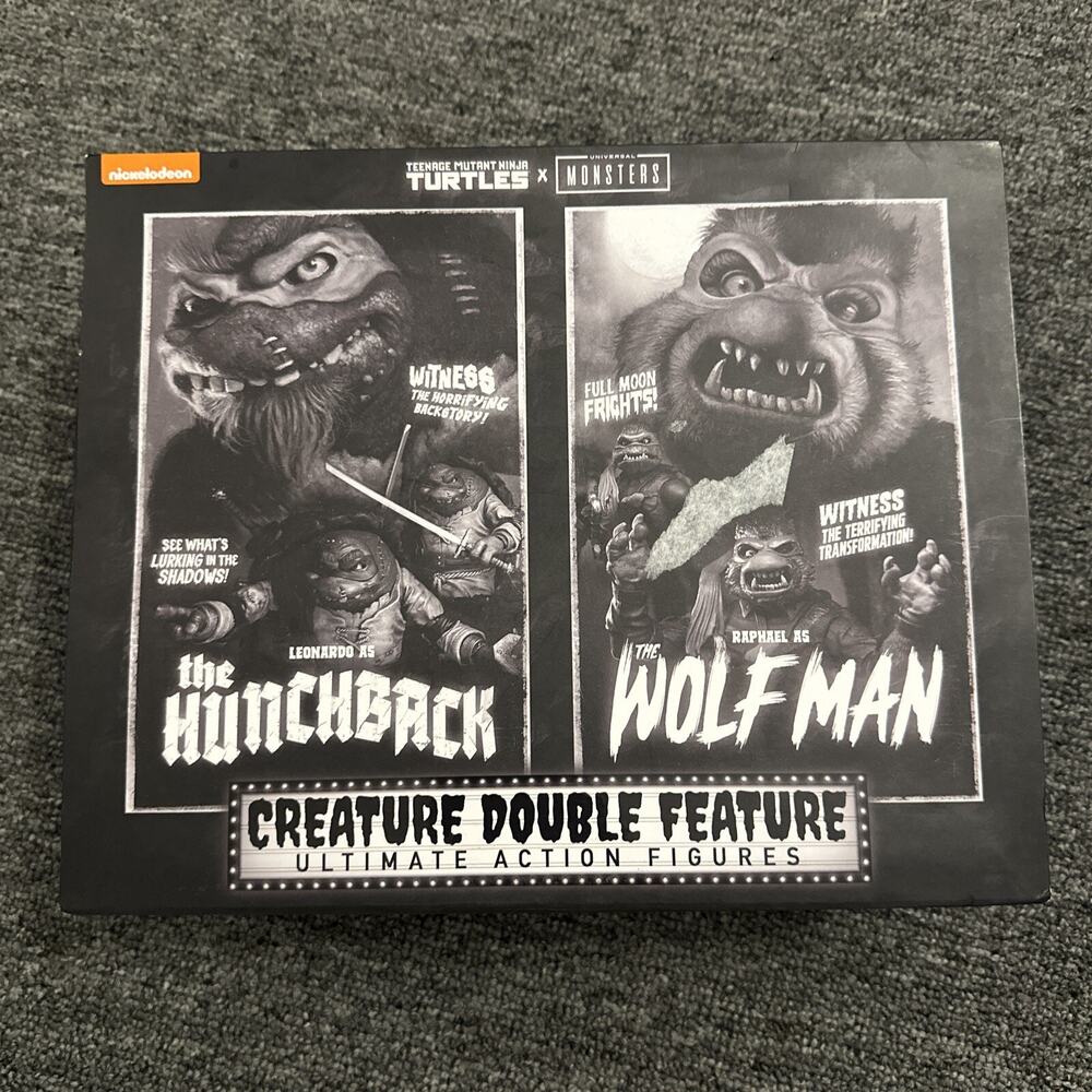 NECA TMNT Monsters Creature Double Feature Ultimate Leonardo Raphael B&W 2 Pack